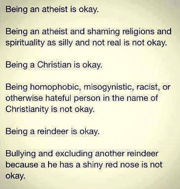 Atheists, Christians and Reindeer.